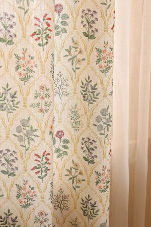 Vintage Semi-Blackout Floral Curtains | Two-Piece Set with Eyelets | Bedroom, Living Room, Kitchen